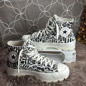 (Z3) Converse Chuck High Art Zebra Sneakers for Unicet Size‎ 8.5 Men, 9.5 Women